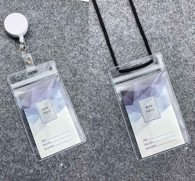 Vertical ID Badge Holders Sealable Waterproof Clear Plastic Holder, Fits - Image 6