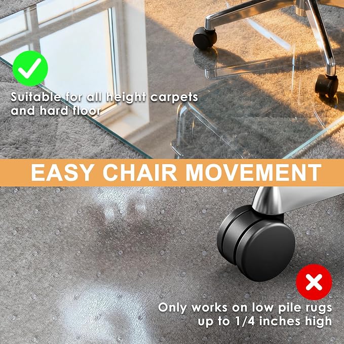 Azadx Tempered Glass Chair Mat for Carpet 36" x 48" Heavy Duty Office Chair Mat - Image 4