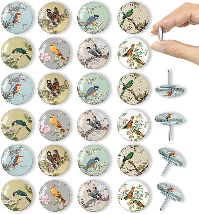24Pcs Bird Decorative Pins and Tacks, Thumb Tacks by Tandarui