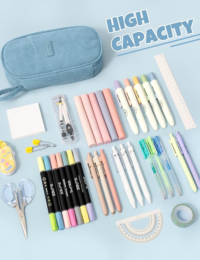 SUNEE Cute Pencil Case, Large Pencil Pouch, Aesthetic Big Pencil Bag - Image 2
