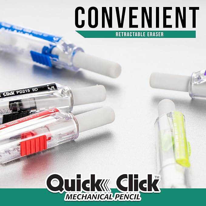 Pentel Quick Click Mechanical Pencil, Includes Refill Lead and Erasers - Image 3