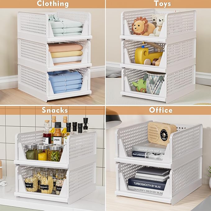 caktraie 4 Pack Stackable Closet Storage Basket - Image 5