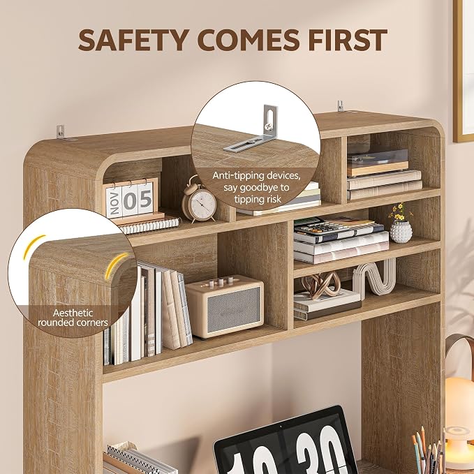 5-Tier Desk Shelf, 37.4''W Desktop Bookshelf - Image 5