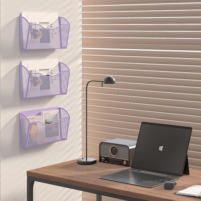 EasyPAG 3 Pack Wall File Organizer, Metal Mesh Hanging File Folder Holder - Image 6