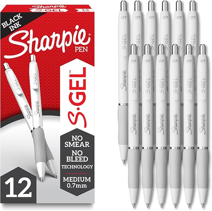 Sharpie S-Gel Gel Pens, Pearl White Body, Medium Point, Note-Taking, Office by Unknown