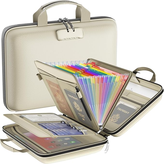 Fireproof File Organizer with Lock, Hard Case Fireproof Document Box with 13 by Tamfile