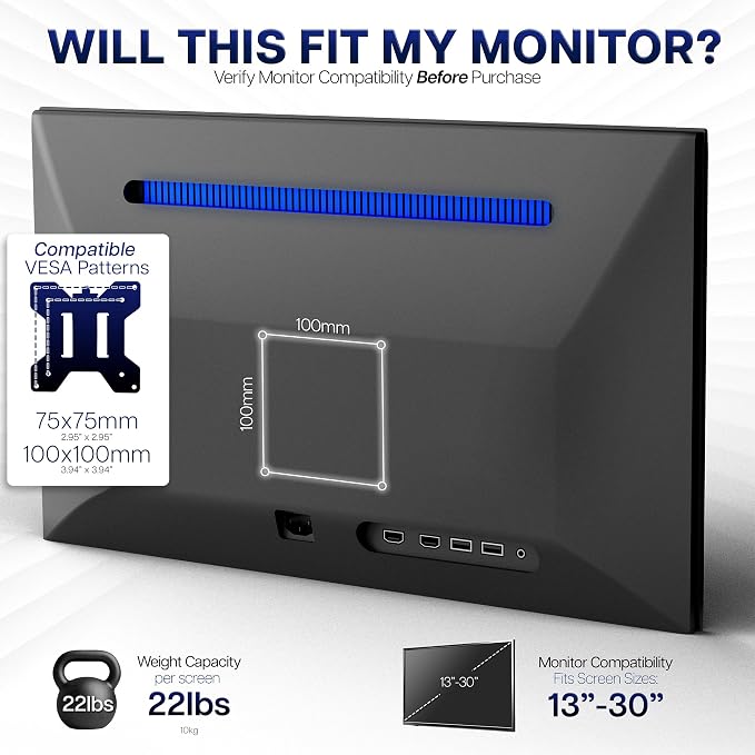 VIVO Dual Monitor Desk Mount, Holds 2 Computer Screens up to 30 inches and - Image 3