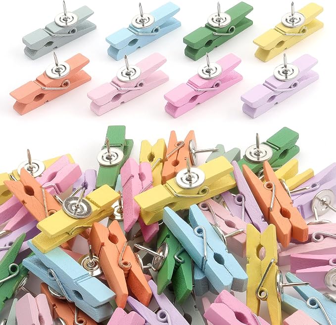 50 PCS Wooden Clips Push Pins Tacks by JOANC%C3%89E