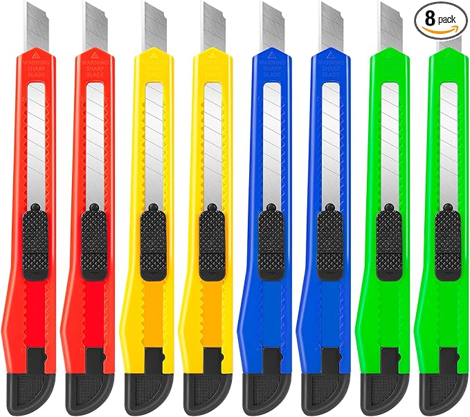 8 Pack Utility Knife Box Cutters Box Cutter Retractable, Compact Utility Knives by DIYSELF