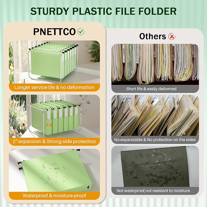 Green Hanging File Folders, 12 Pack Green Hanging File Folder Letter Size - Image 6