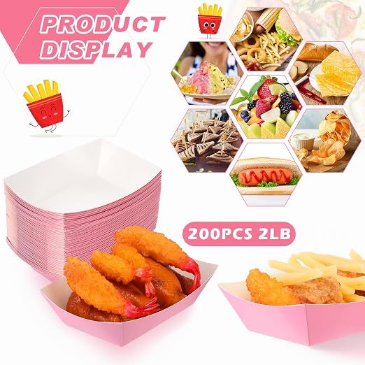 Yinkin 200 Pcs Paper Boat Disposable Graduation Food Trays Nacho Trays Kraft - Image 3