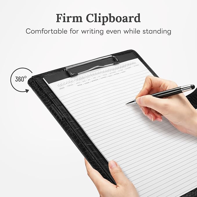 Clipboard Folder Padfolio, Mymazn Writing Portfolio Faux Leather Clipboards - Image 4