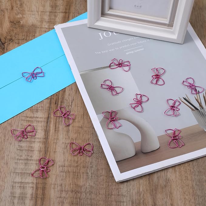 100PCS Pink Paper Clips, Ymapinc Cute Bow Small Paperclips, Fancy Metal - Image 5