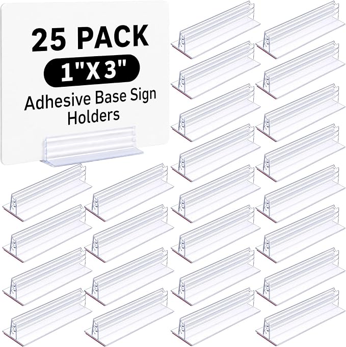 Fulmoon 25 Pcs Sign Holder, Adhesive Base Sign Holders Multiple Uses by Fulmoon