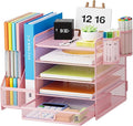 Marbrasse Desk Organizer with File Holder, 5-Tier Paper Letter Tray Organizer by Marbrasse
