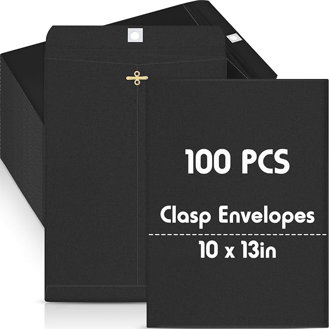 Geyee 100 Pcs Clasp Manilla Envelopes 10 x 13 Inch Gummed Colored Envelopes by Geyee