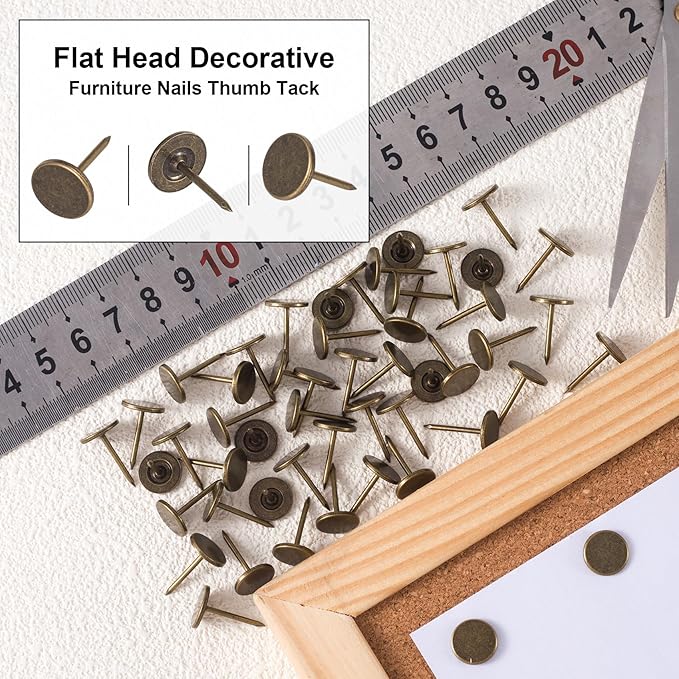 120pcs Metal Thumb Tacks, 0.43x0.66in, Bronze | Iron Made, Heavy Duty Flat Head - Image 5
