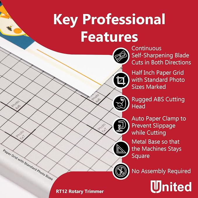 United Office Products RT12 Rotary Paper Trimmer, 12.5" Cut Length, 10 Sheet - Image 3