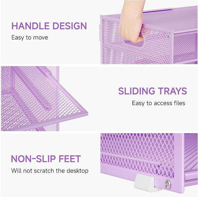 Lavatino 3-Tier Letter Tray Desk Organizer, Mesh Paper File Tray Organizer - Image 3