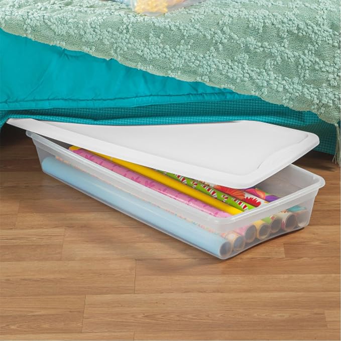 Sterilite 12-Pack 41 Quart Storage Box, Stackable Clear Plastic Bins - Image 8