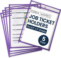 Essex Wares - 5 Pack, Job Ticket Holders, Reusable & Easy Erase Plastic Invoice by EssexWares