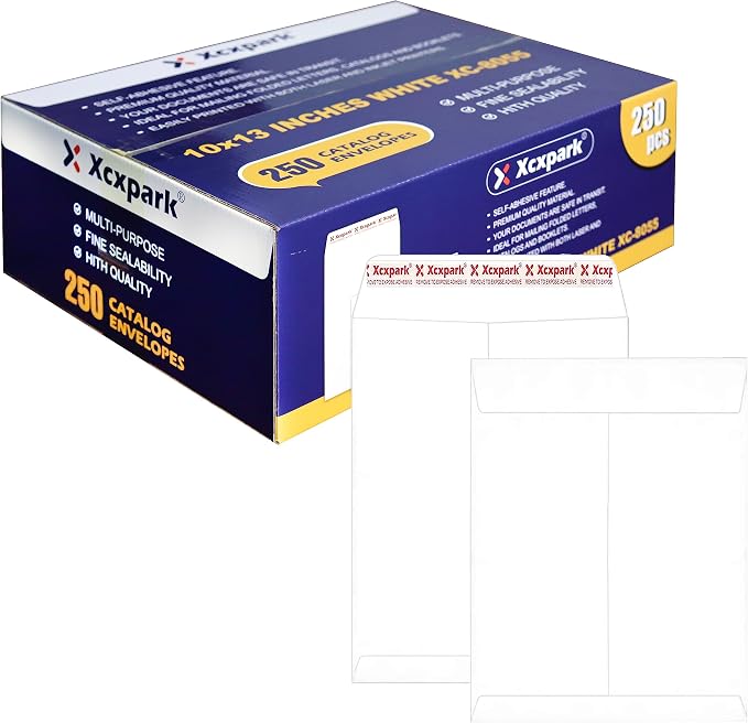 Xxcxpark 250 PCS 10x13 inches Security Catalog Envelopes Printable Self Seal by Xxcxpark