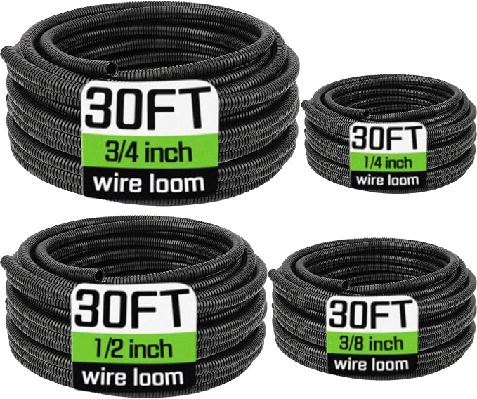 Wire Loom 1/4", 3/4 Inch x 30 FT, Split Wire Loom Tubing Wire Conduit, Cable by YesBes