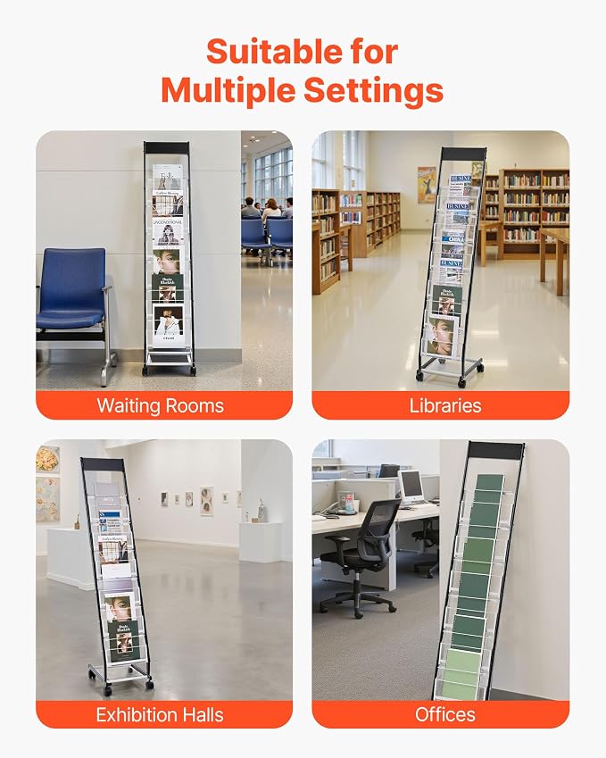 VEVOR Brochure Display Rack, Narrow 6-Tier Magazine Literature Display Stand - Image 6