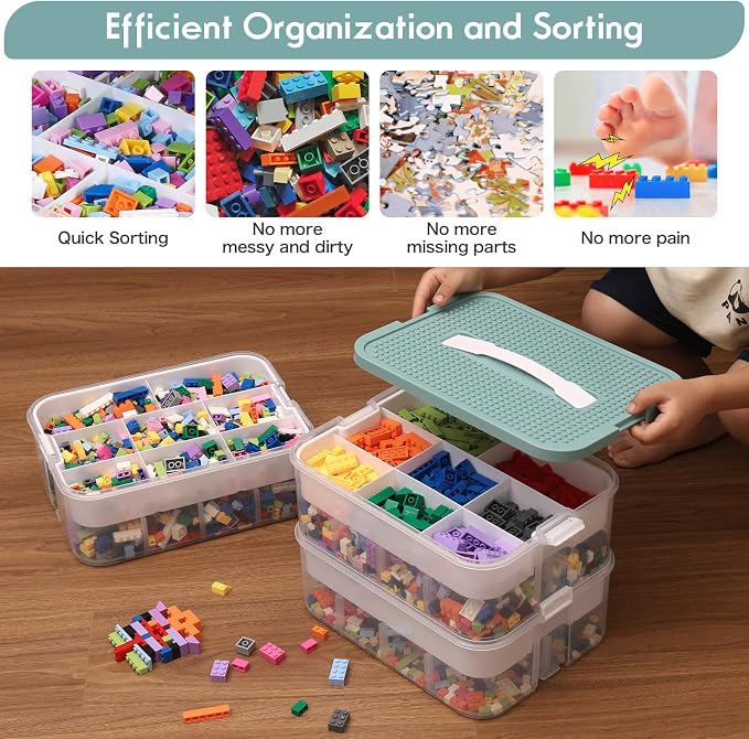 Douorgan Toy Storage Organizer for Lego Stackable Organizer Bins - Image 2