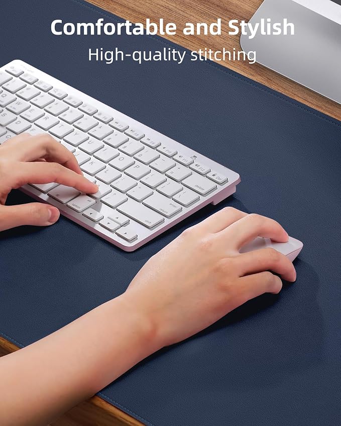 AFIING Leather Desk Pad Protector- 48" x 17" Office Desk Mat, Non-Slip PU - Image 3