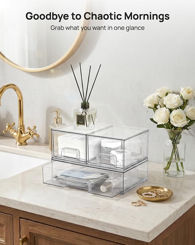 Vtopmart Stackable Storage Drawers Set of 3, Beauty Supplies, Pantry - Image 3