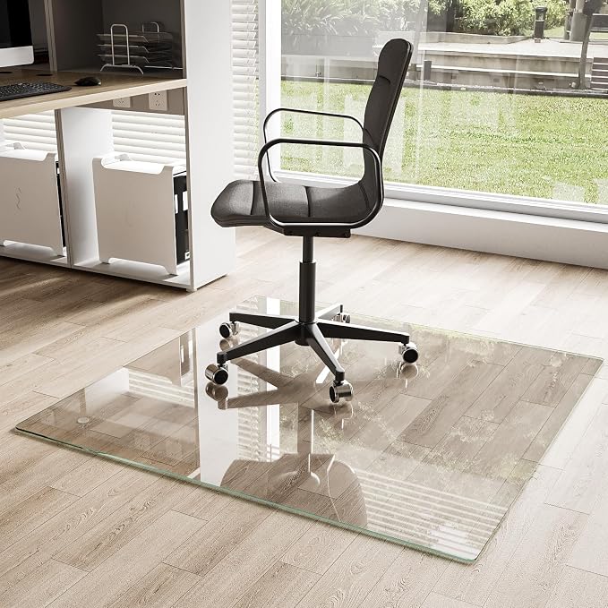 Koonmi Chair Mat for Carpet, Tempered Glass 48"x48" Office Chair Mat, Glass - Image 6