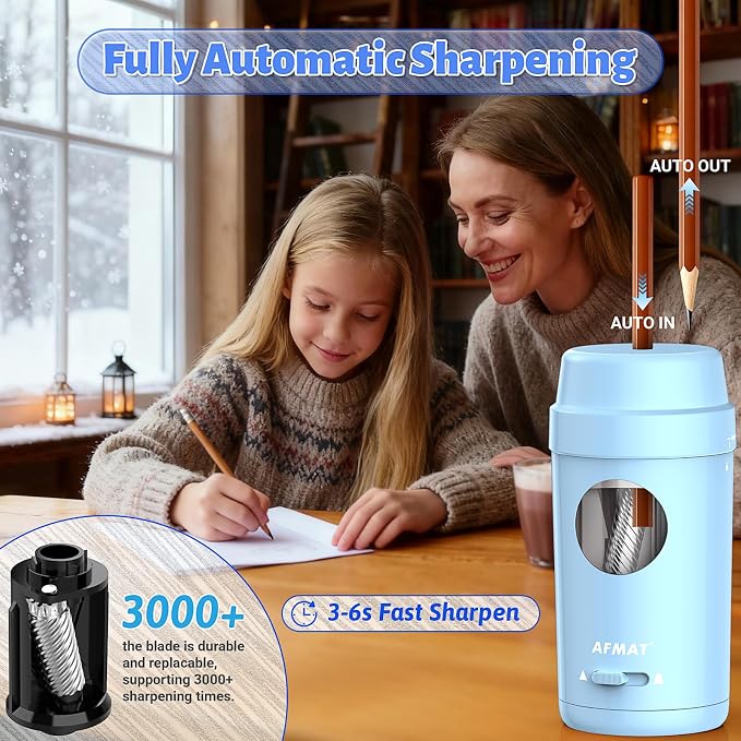 AFMAT Electric Pencil Sharpener, Auto in & Out, Fully Automatic Pencil Sharpener - Image 2