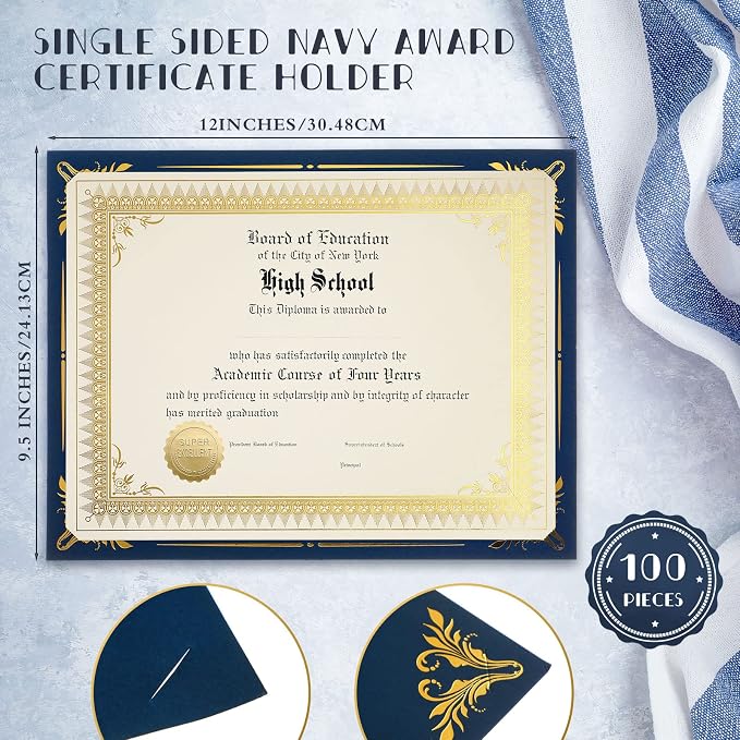 Fainne 100 Sets Certificate Paper Kit Single Sided Awards Holder - Image 2