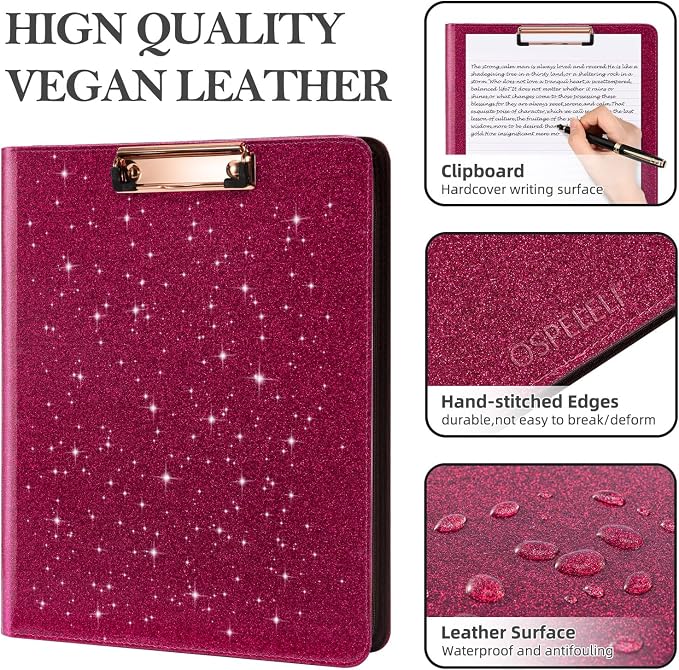 Ospelelf Zipper Clipboard with Storage, Leather Padfolio Portfolio Folder - Image 5