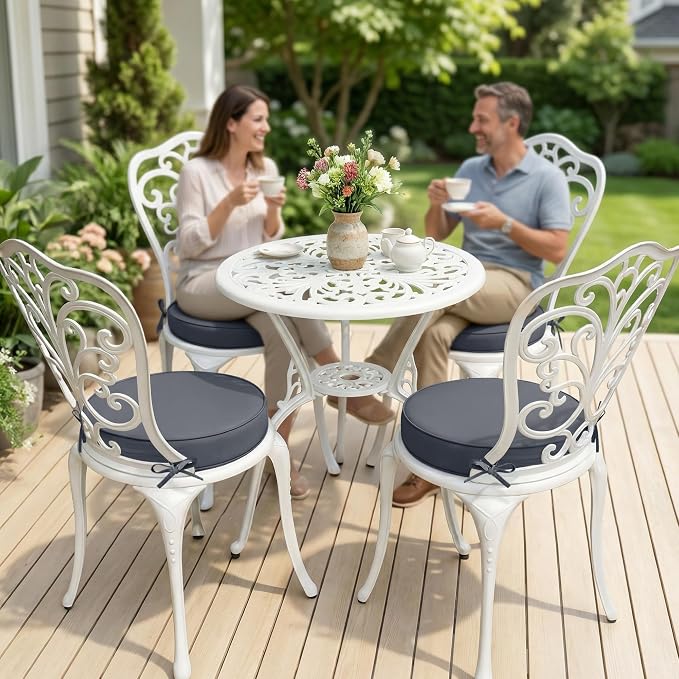 Summsun Outdoor Bistro Chair Cushions Set of 4, Dark Grey - Image 2