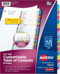 Avery A-Z Dividers for 3 Ring Binders, 26 Tabs per Set, Customizable Table of by Avery