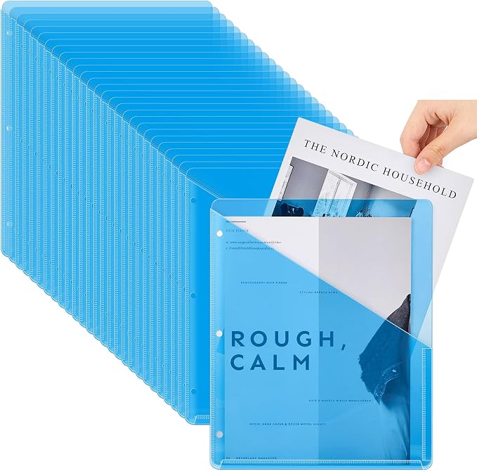 Seajan 100 Pcs Pocket Folders for 3 Ring Binder Clear Plastic Folders Sleeves by Seajan