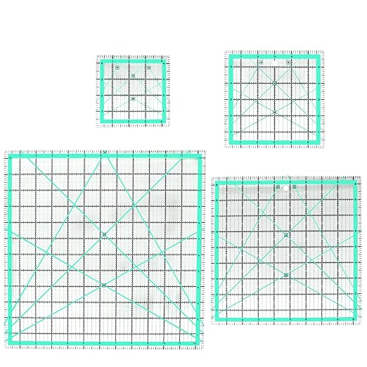 MANUFORE 4pcs Square Quilting Ruler Set Acrylic Anti-Slip Sewing Ruler - Image 2