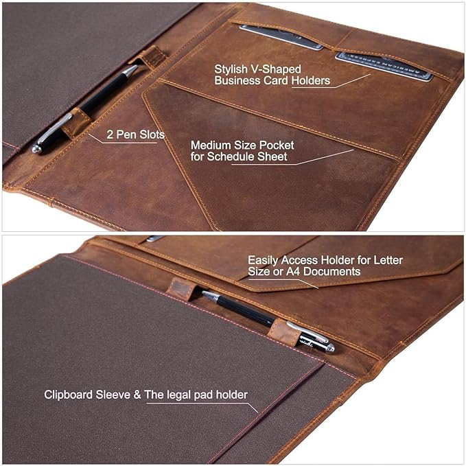 Jack&Chris Leather Portfolio, A4 Document Folder Legal Pad Padfolio, - Image 4