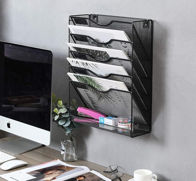 EasyPAG 5 Tier Wall File Holder Mesh Hanging Folder Organizer - Image 4