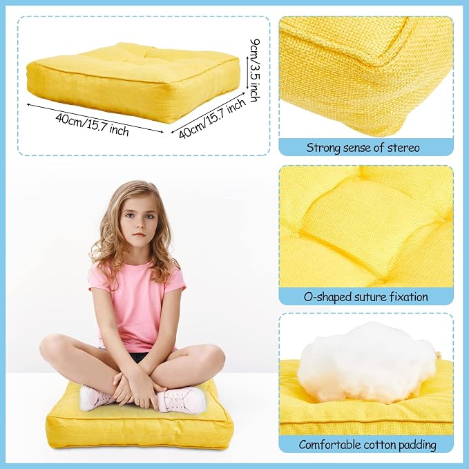 Juexica 8 Pcs Floor Cushions for Kids Floor Pillows Flexible Seating Cushions - Image 2