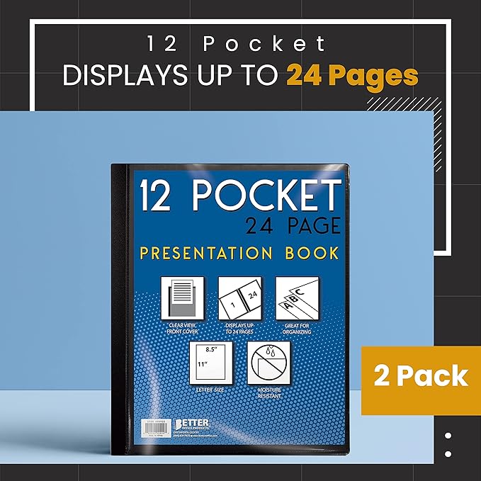 Better Office Products 12 Pocket Bound Presentation Book, 24 Sheet Protector - Image 5