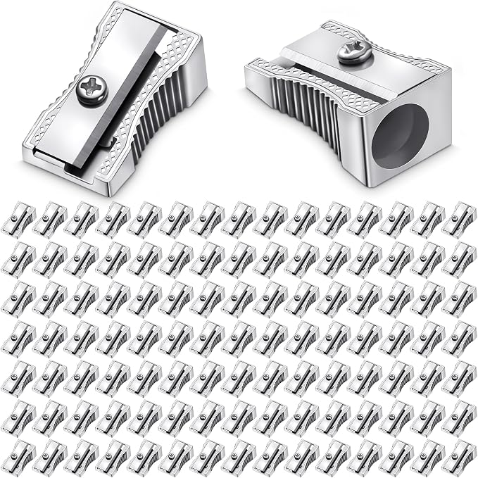 Fumete 144 Pcs Metal Mini Pencil Sharpeners Bulk Handheld Metal Pencil by Fumete