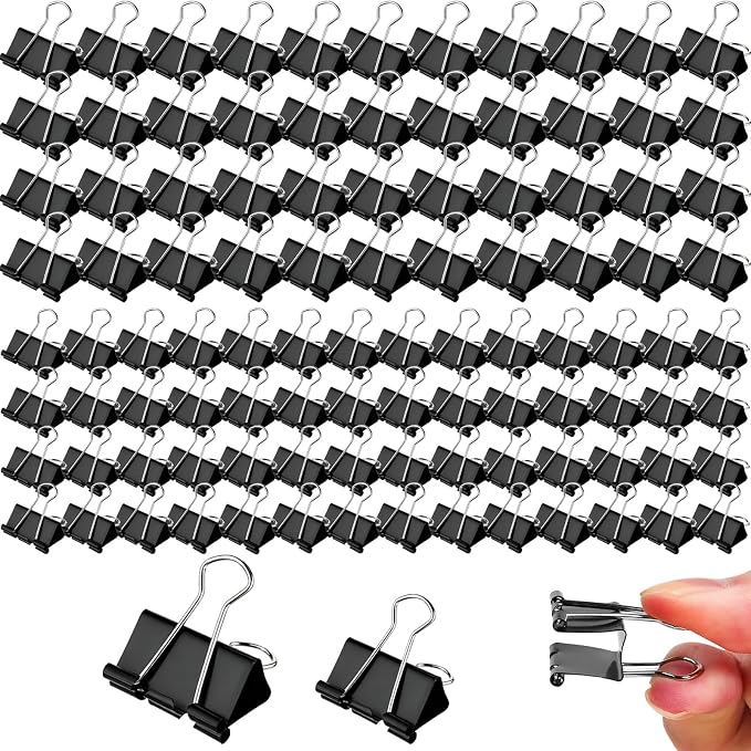 80 PCS Large Binder Clips 2 Inch and 1.6inch, Jumbo Binder Black Paper Clamps by TINSKY