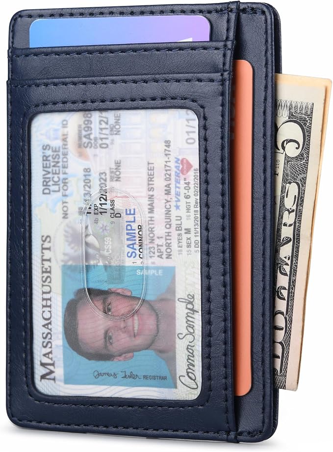 Buffway Slim Minimalist Front Pocket RFID Blocking Leather Wallets - Image 2