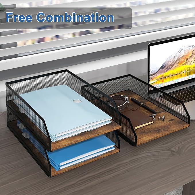 Natwind 3-Tier Stackable Metal Mesh Paper Organizer - Image 4