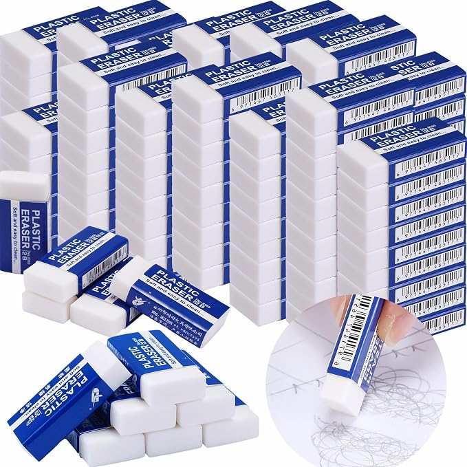Yeaqee 500 Pcs White Pencil Erasers Bulk Soft Art Erasers School Pencil Erasers by Yeaqee