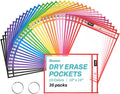 SUNEE 35 Packs Oversized Reusable Dry Erase Pocket Sleeves by SUNEE