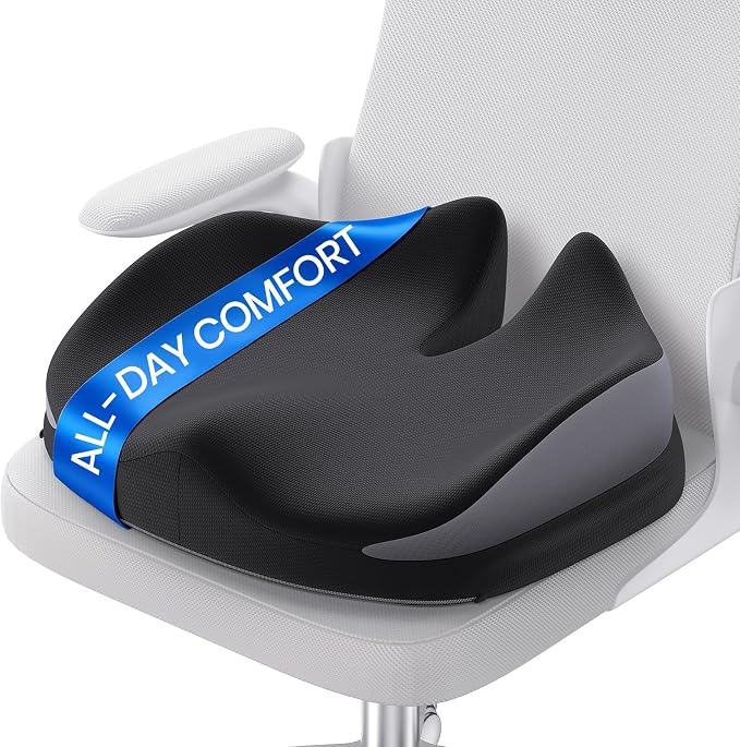 Benazcap Large Seat Cushion for Office Chair Memory Foam Coccyx Pain Relief by Benazcap